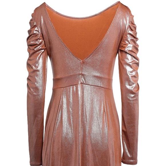 VANESSA SCOTT Metallic Brown Short Dress M - Picture 4 of 5